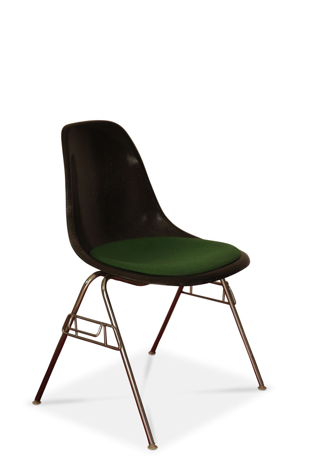 Original Charles & Ray Eames For Herman Miller Dss Fibreglass Upholstered Chair With Chrome Base 1980's Label Ol