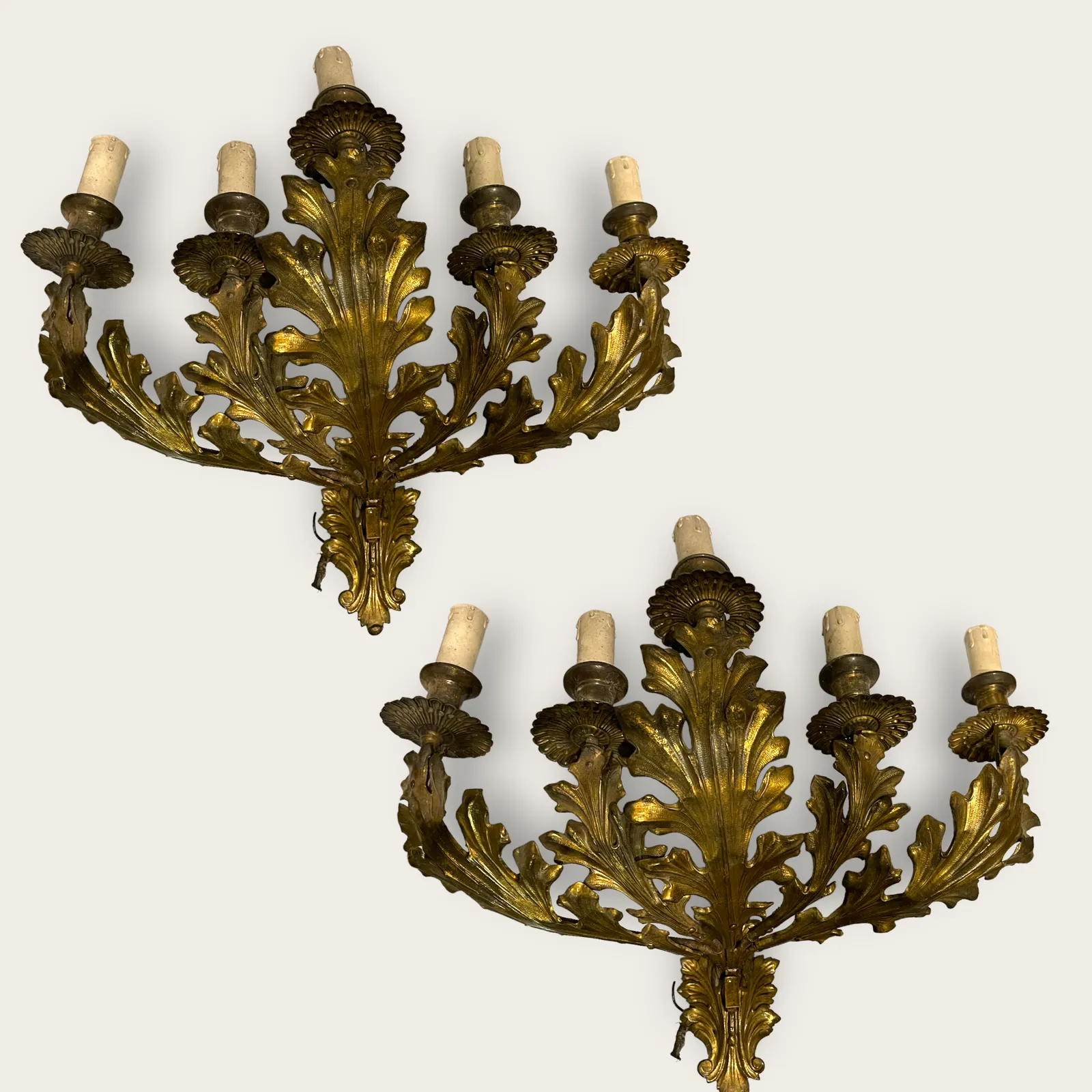 Italian Gold Gilded Tole Sconces Set Of 2 photo vintage