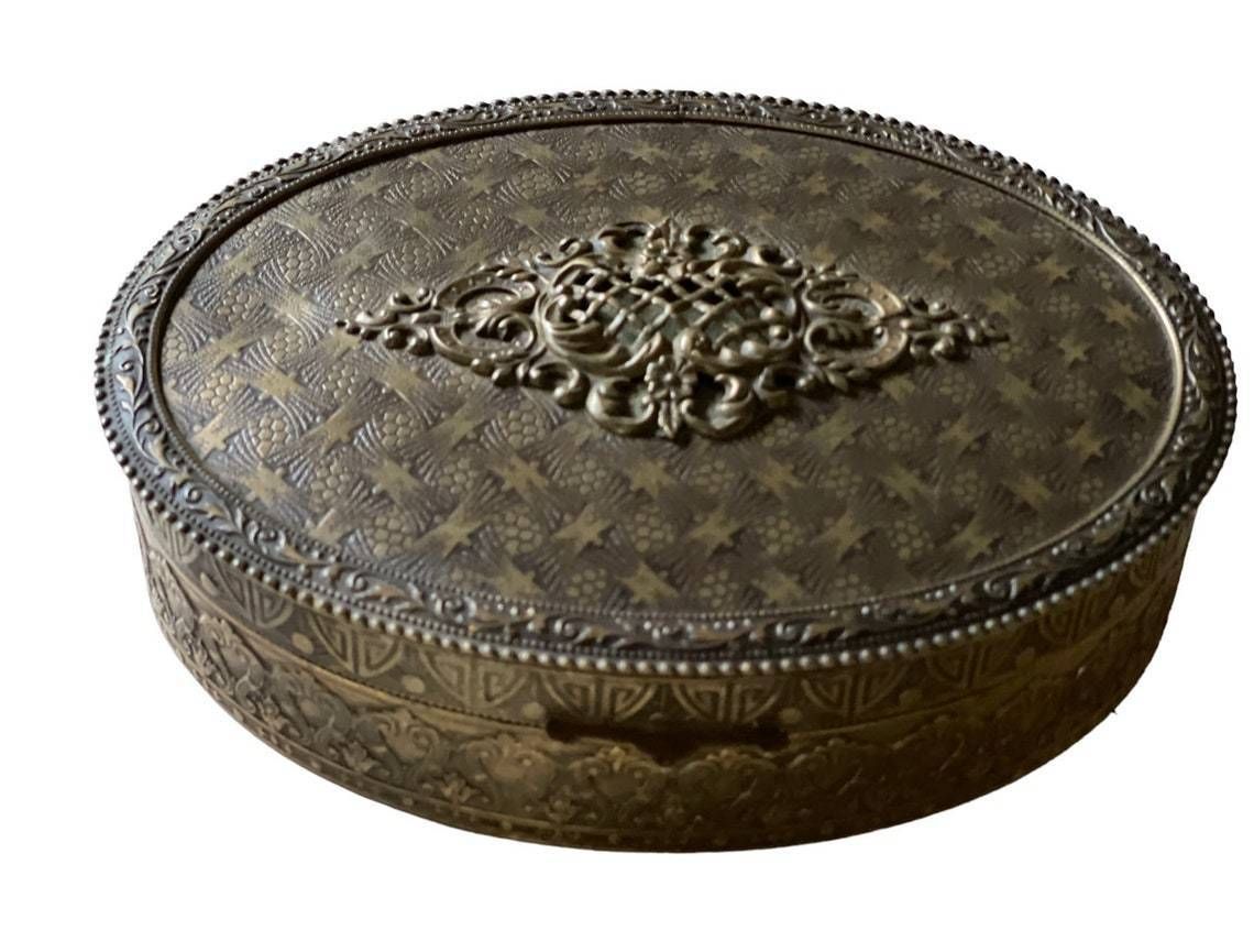Antique, French Bronze Jewelry Box With Rococo Rocaille Pattern On Top