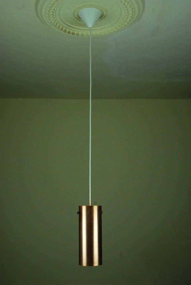 Copper & Teak Pendant Lamp By Uno & östen Kristiansson For Luxus, Vittsjö, Sweden, 1960s photo Lighting