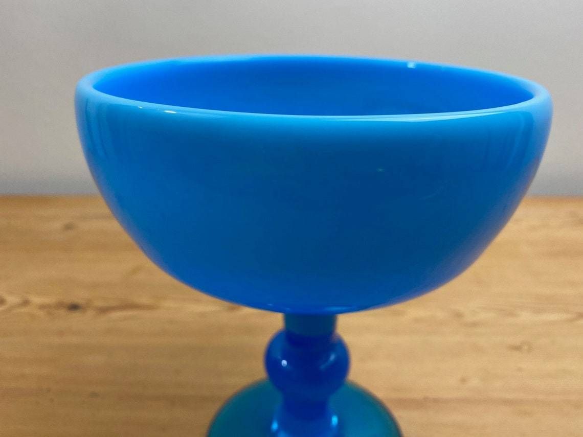 Electric Blue Footed Glass Bowl By Swedish Glass Artist Erik Hoglund For Boda photo for sale