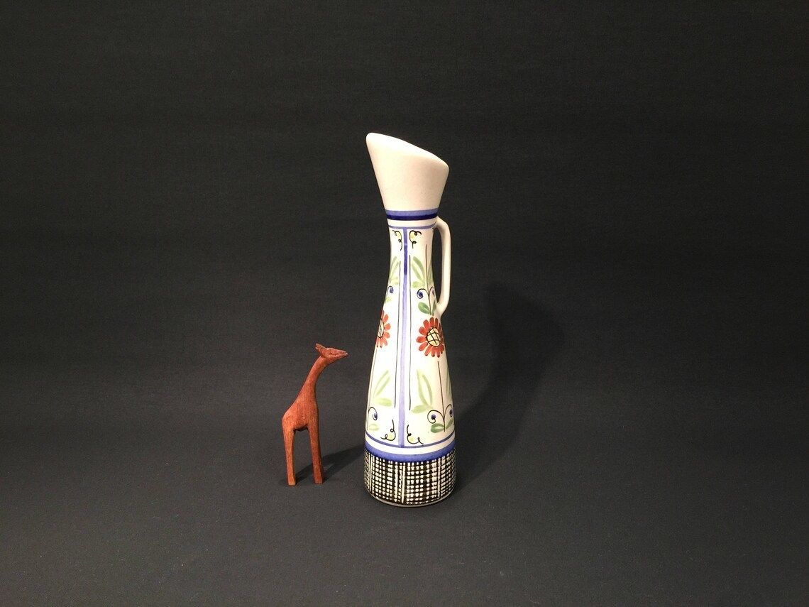 Vase Designed By Aksel Sigvald Nielsen For Aksini 1950s Scandinavian Mid Century Interior Decor With Flower Motive