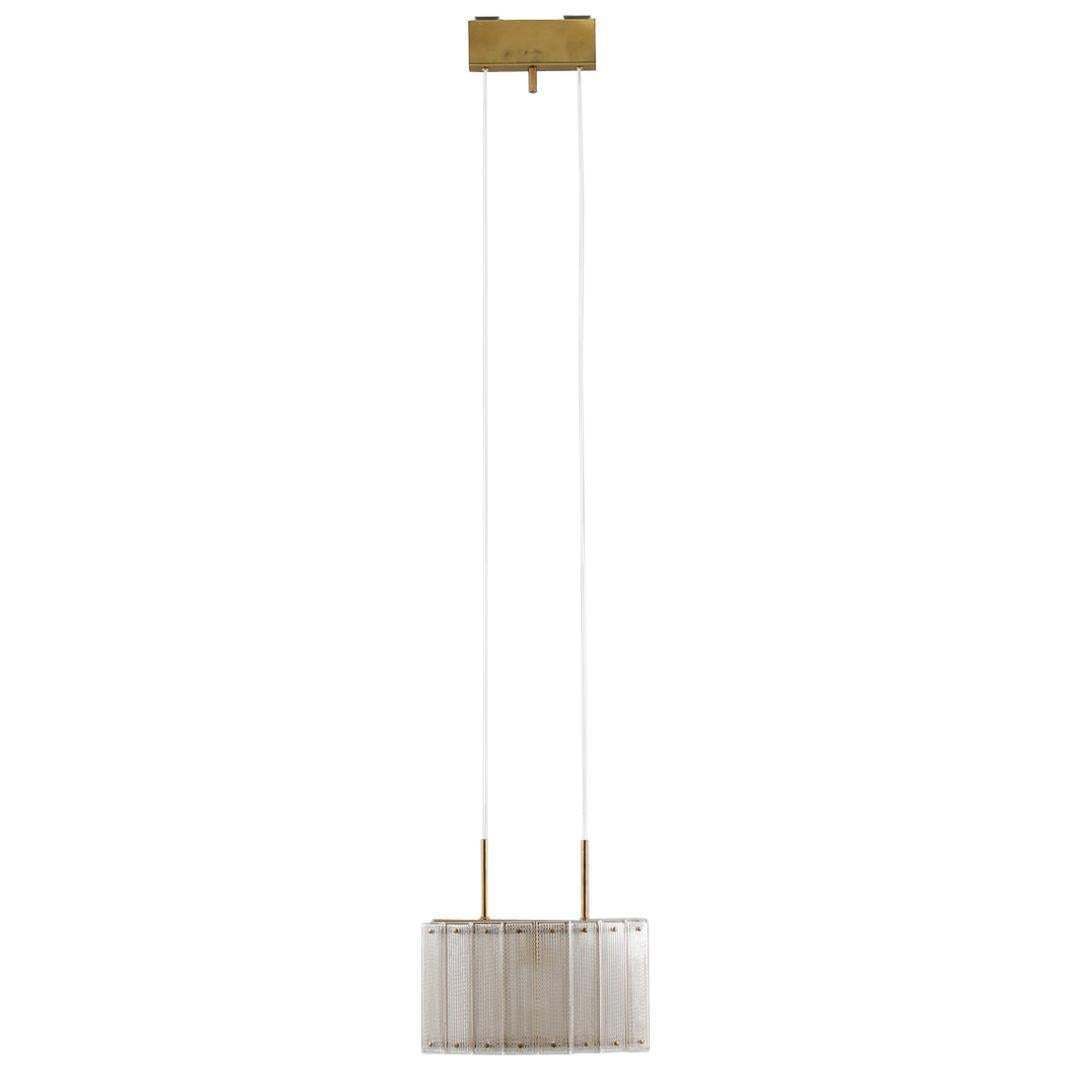 Swedish Mid Century Modern Pendant In Glass And Brass By Falkenbergs
