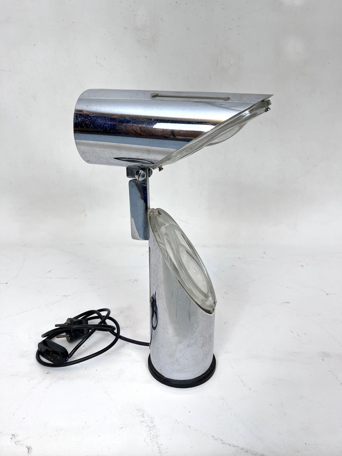 Oscar Torlasco, Modern Chrome And Glass Table Lamp By Stilkronen. Italy 1960s photo furniture