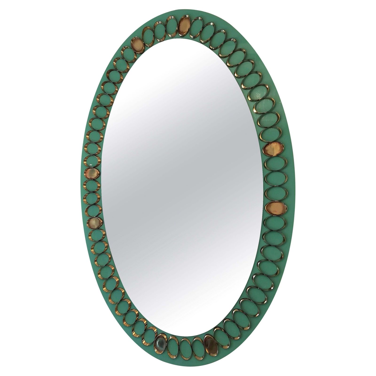 1950s, Italian Opaline Glass And Brass Mirror