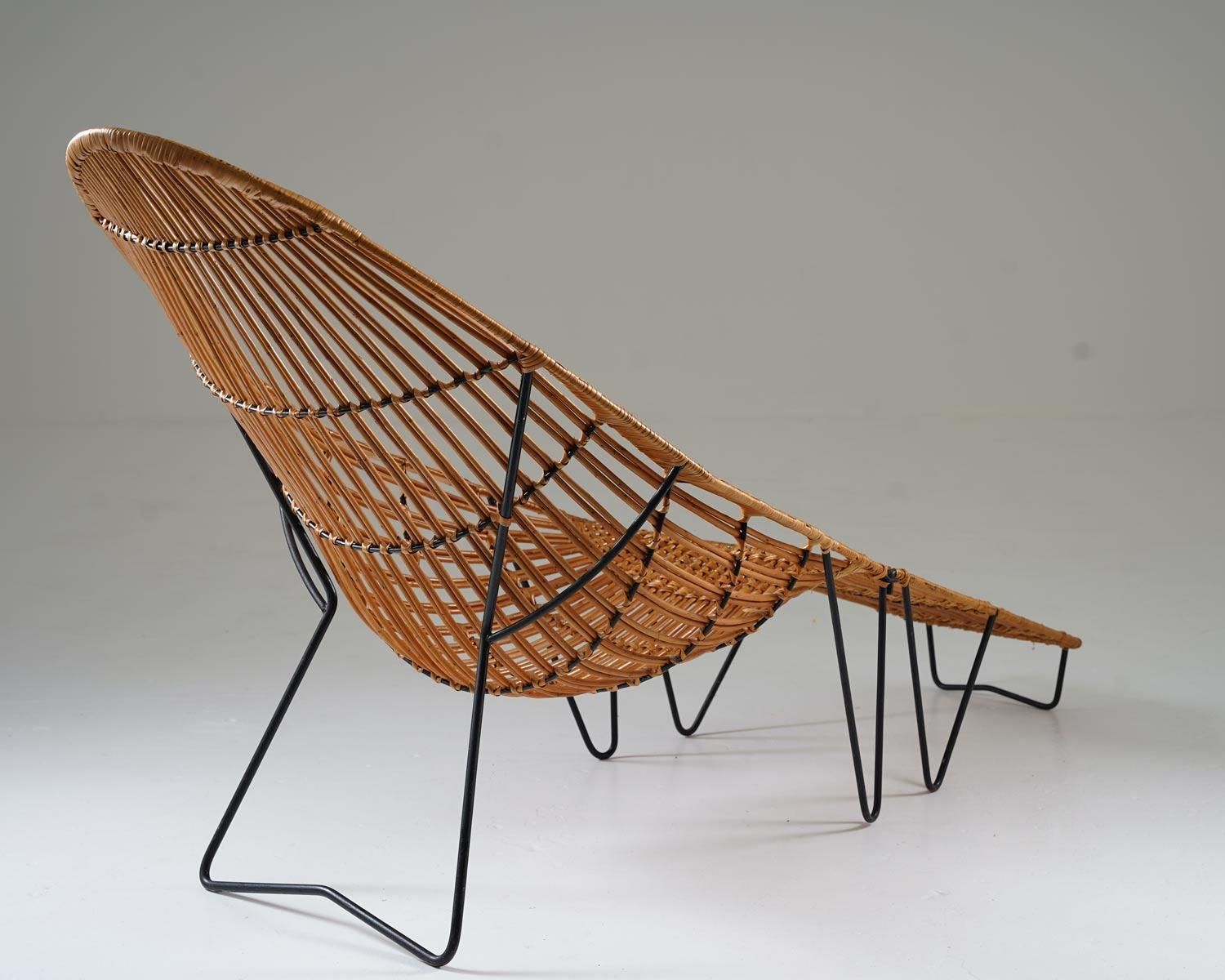 Scandinavian Cane And Metal Lounge Chair 1950s photo 3560.0