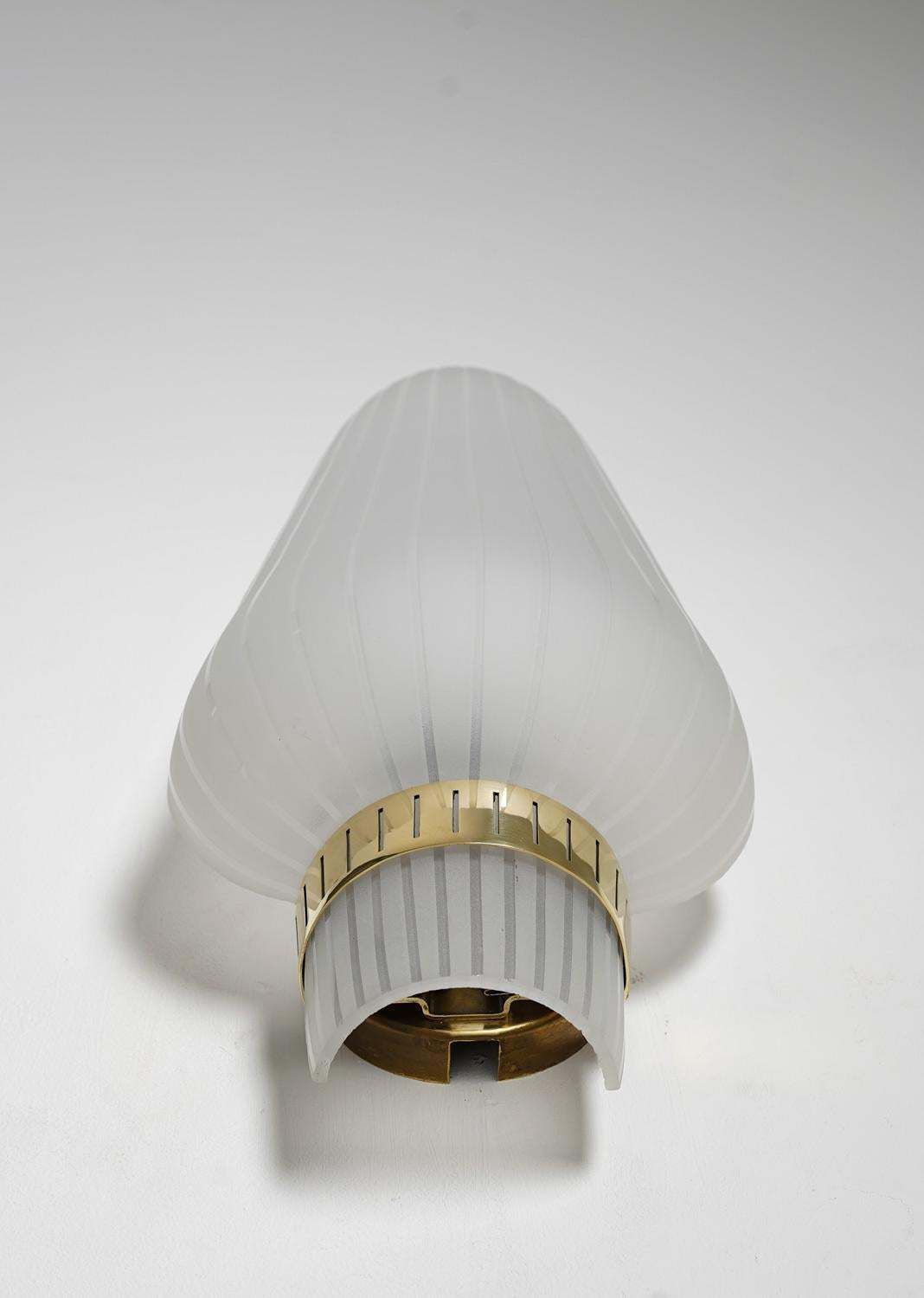 Pair Of Swedish Mid Century Wall Lamps In Brass And Glass By Böhlmarks photo Lighting