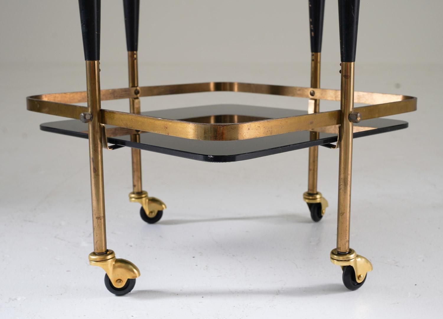 Scandinavian Midcentury Bar Cart In Brass And Glass photo vinterior