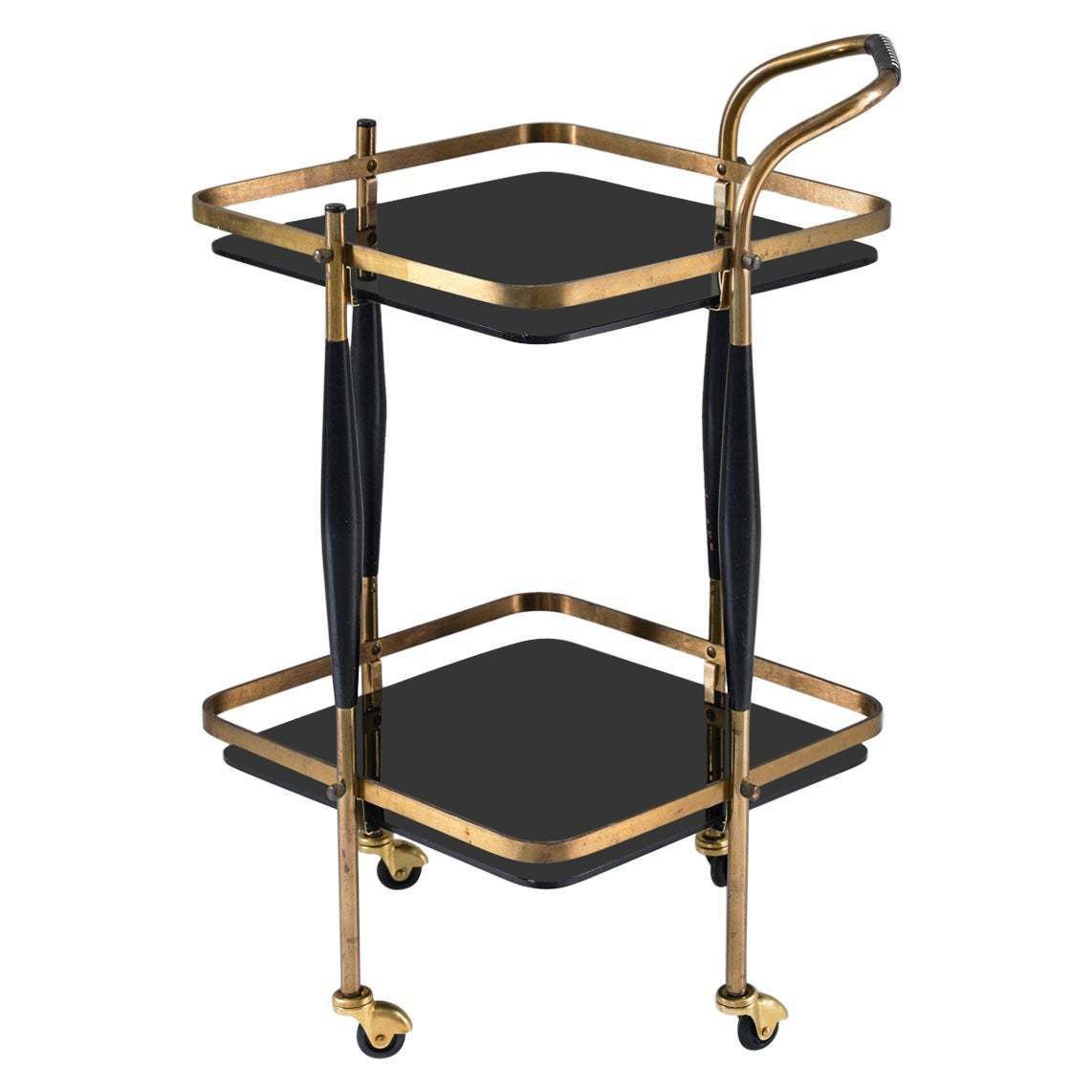 Scandinavian Midcentury Bar Cart In Brass And Glass photo buy