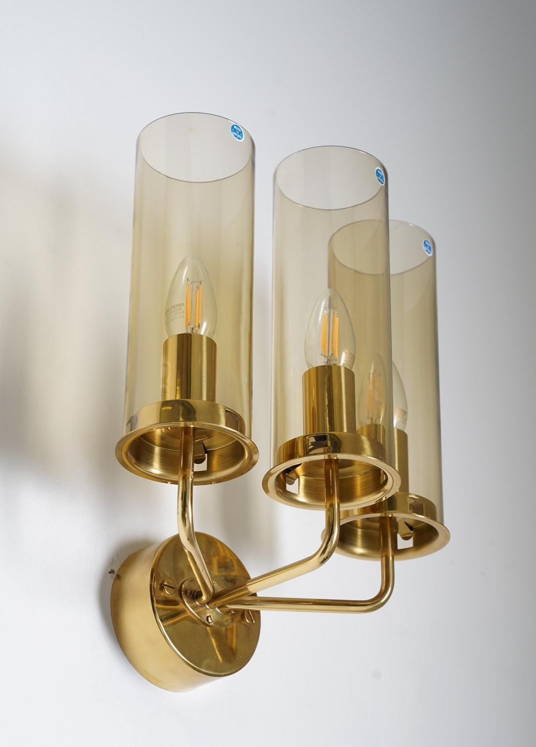 Swedish Midcentury Wall Lamps In Brass And Glass By Hans Agne Jakobsson photo furniture