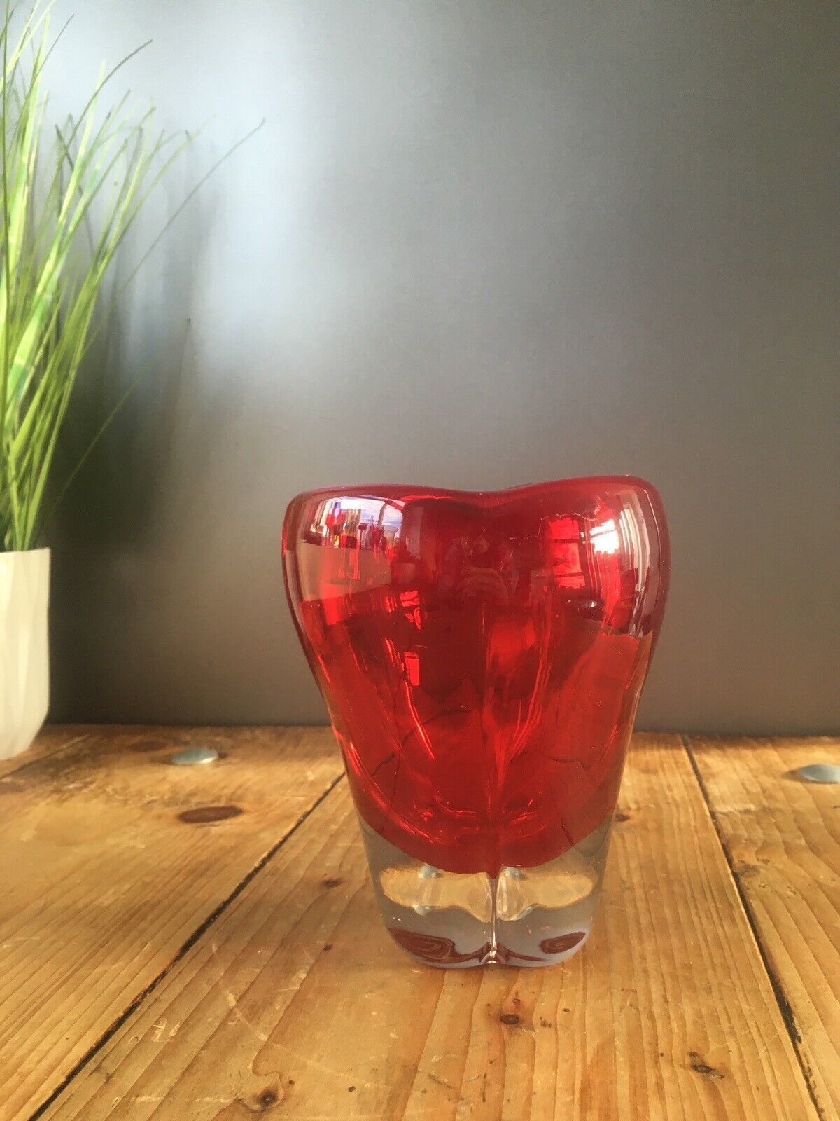 photo buy Red Whitefriars 9410 Art Glass Molar Lobed Bowl Vase Tooth Dentist Paperweight