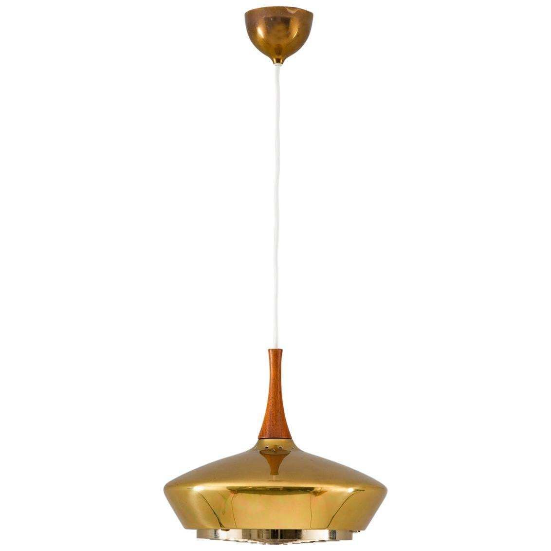 Swedish Pendant In Wood And Perforated Brass By Fagerhult