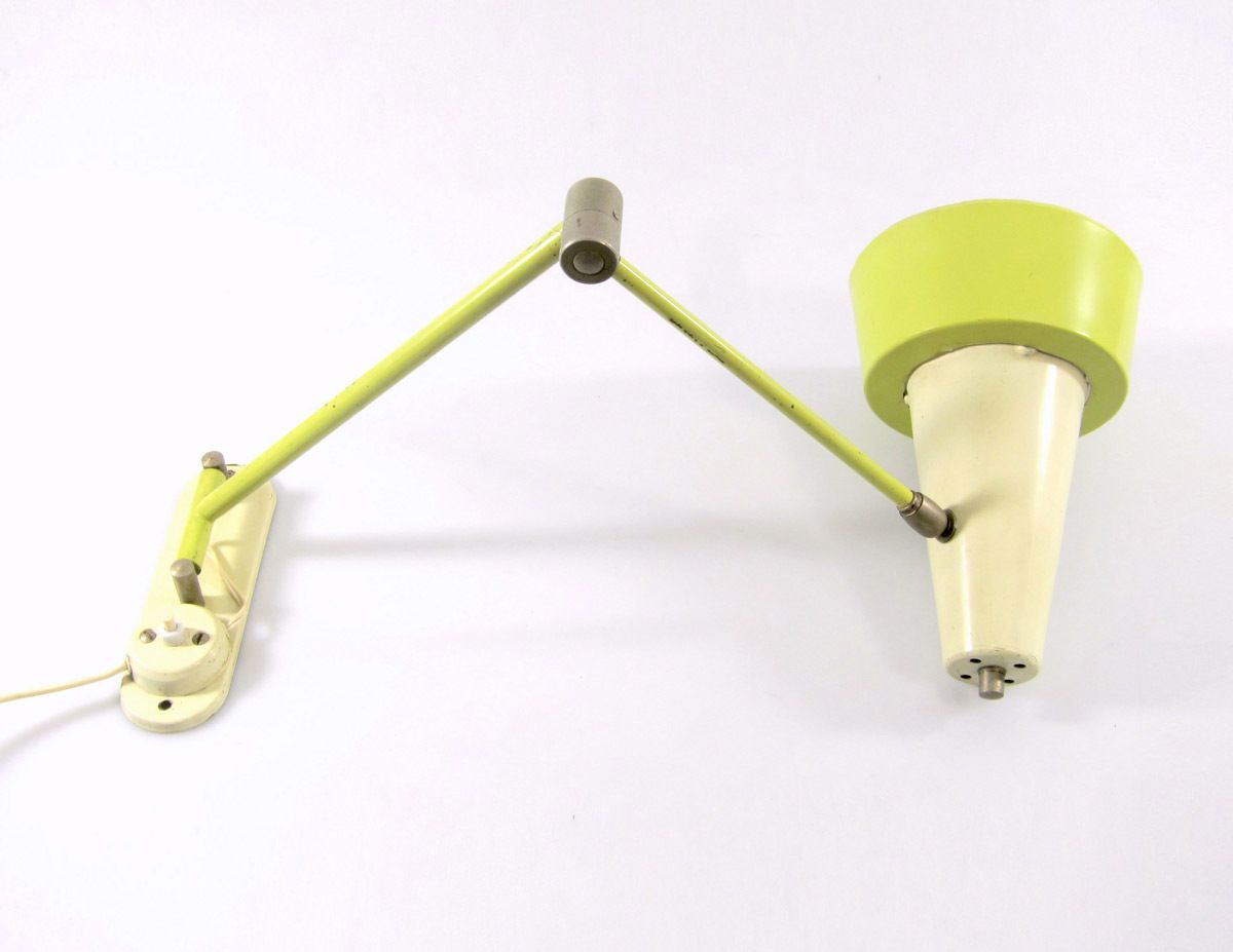 Mid Century Jaren 1950 Gele En Groene Wandlamp Met Elleboogarm photo furniture