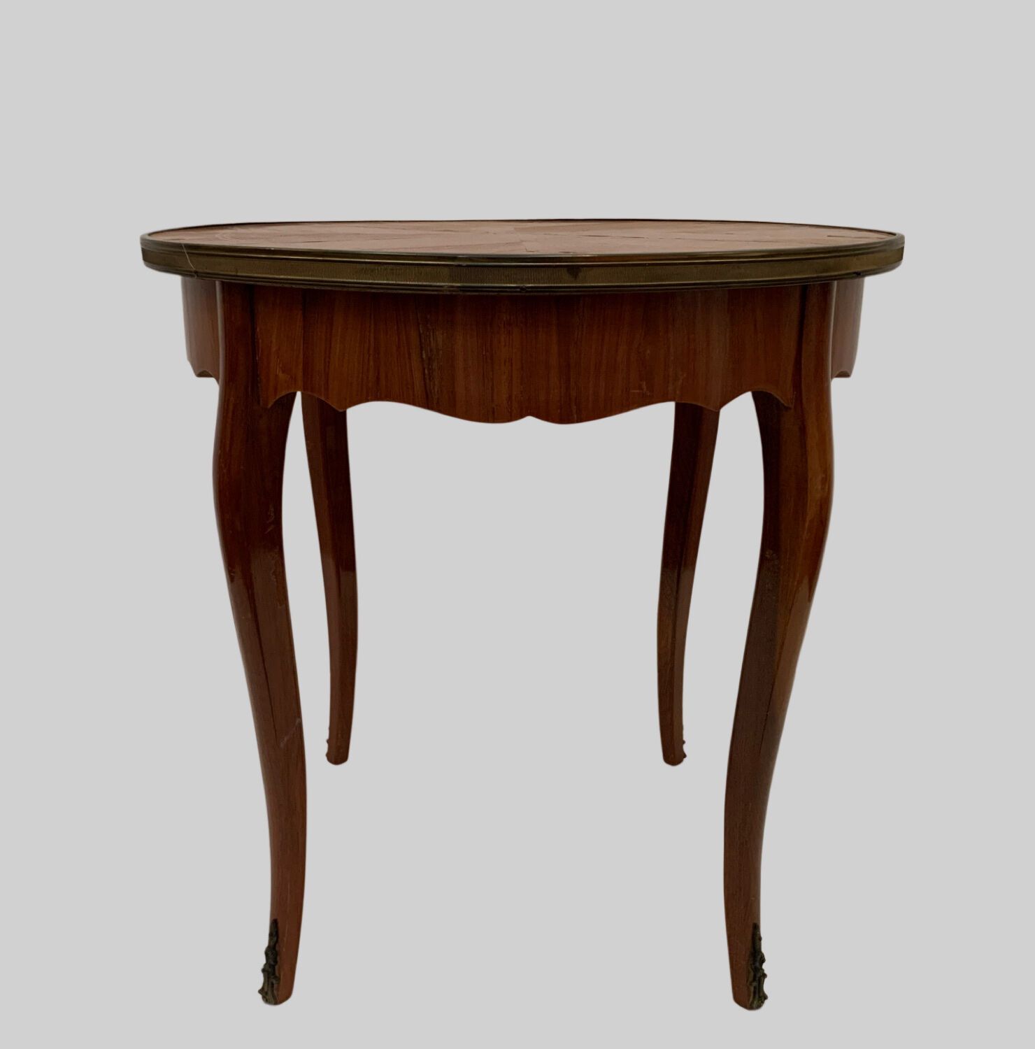 Louis XV Style Round Pedestal Table In Rosewood Veneer XX Century photo for sale
