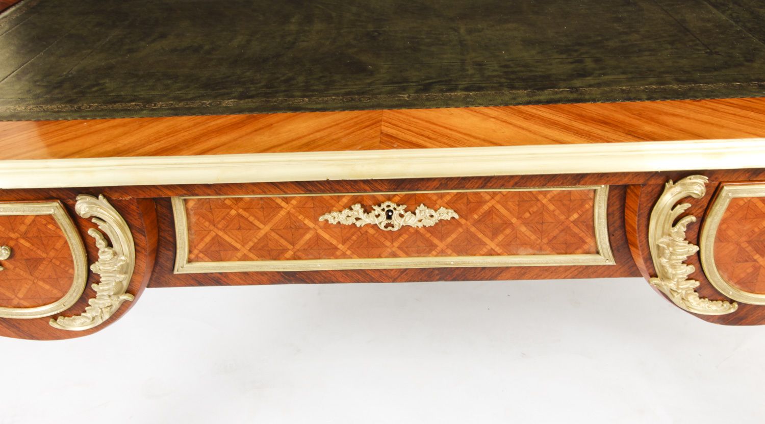 Antique Louis Revival Kingwood & Ormolu Mounted Bureau Plat Desk 19th C photo vinterior