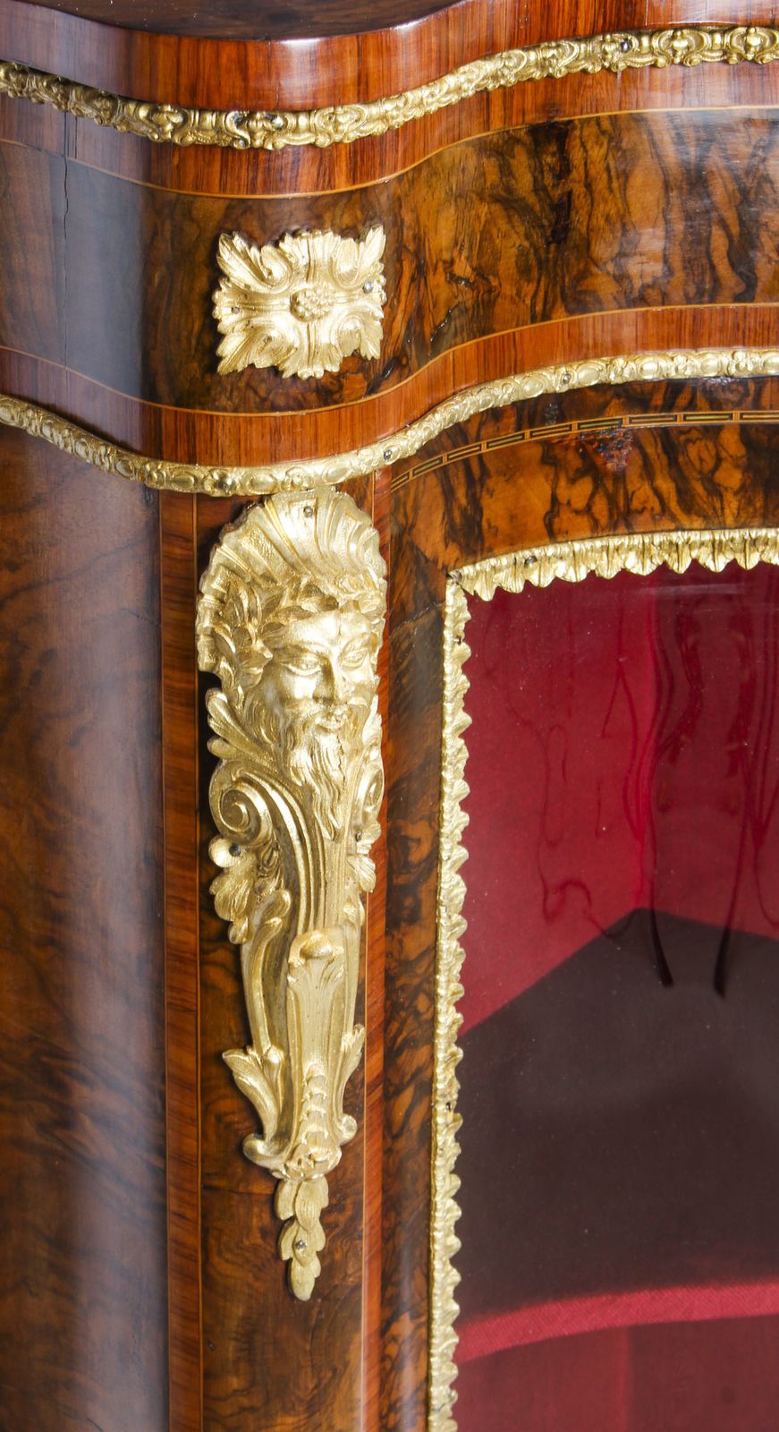 photo for sale Victorian Burr Walnut &  Marquetry Serpentine Credenza C.1860 19th C
