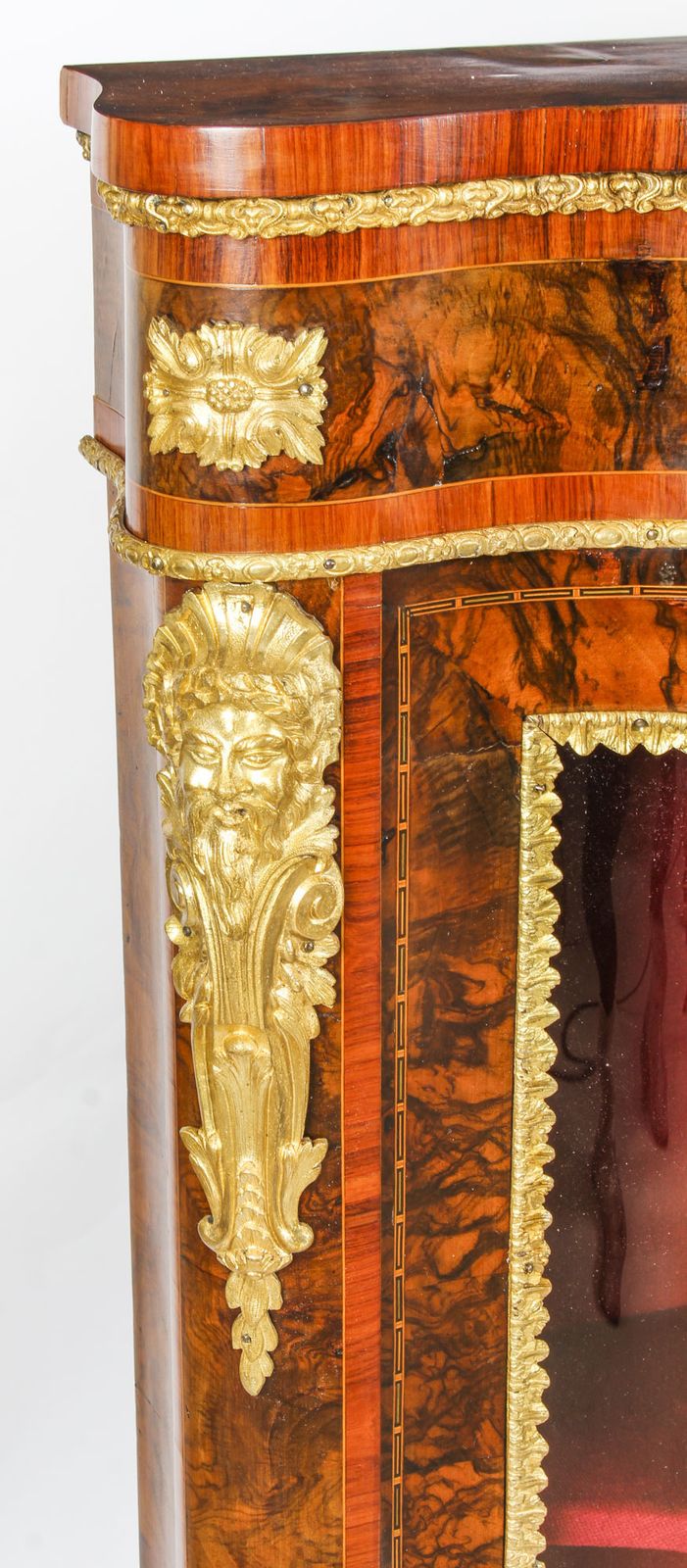 Furniture Victorian Burr Walnut &  Marquetry Serpentine Credenza C.1860 19th C photo