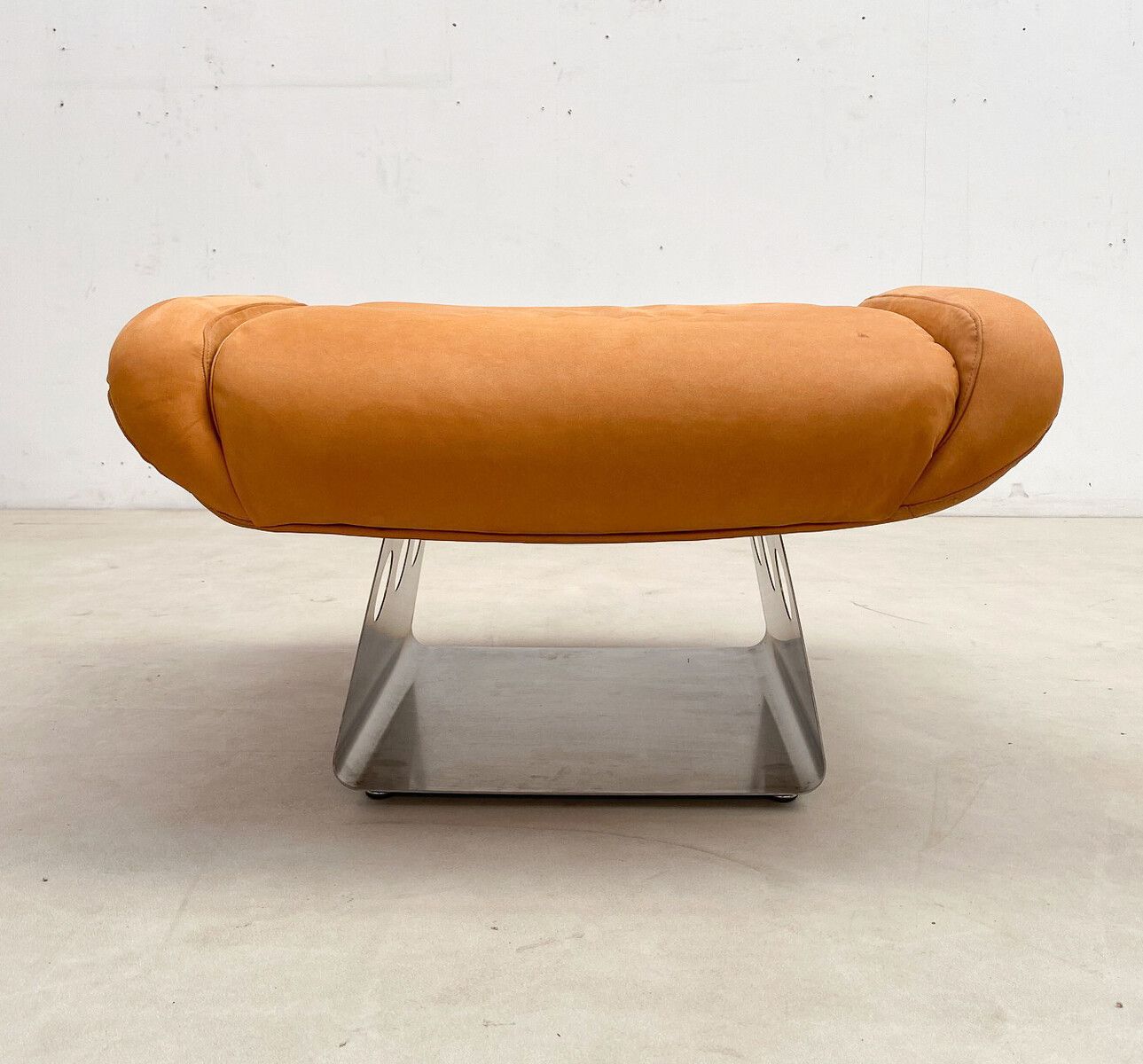 Italian Mid Century Orange Lounge Chair & Ottoman photo vintage