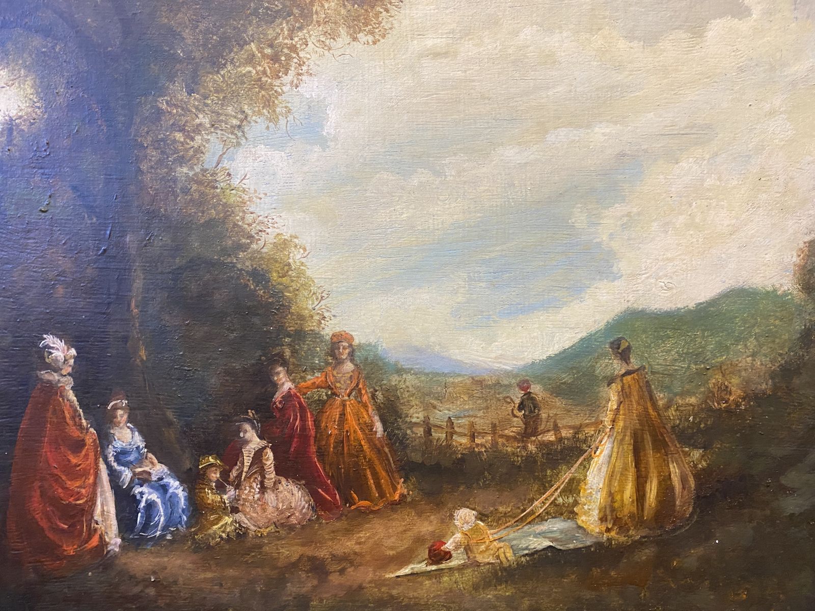 French Figures In A Woodland Landscape   Frederick Bartman Oil Painting photo furniture