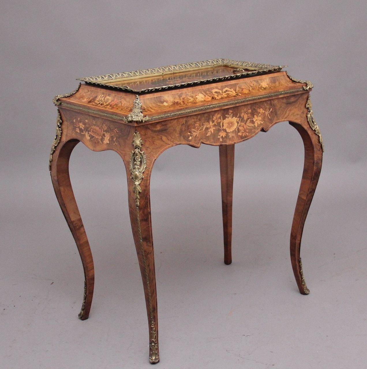 19th Century Burr Walnut And Marquetry Jardiniere