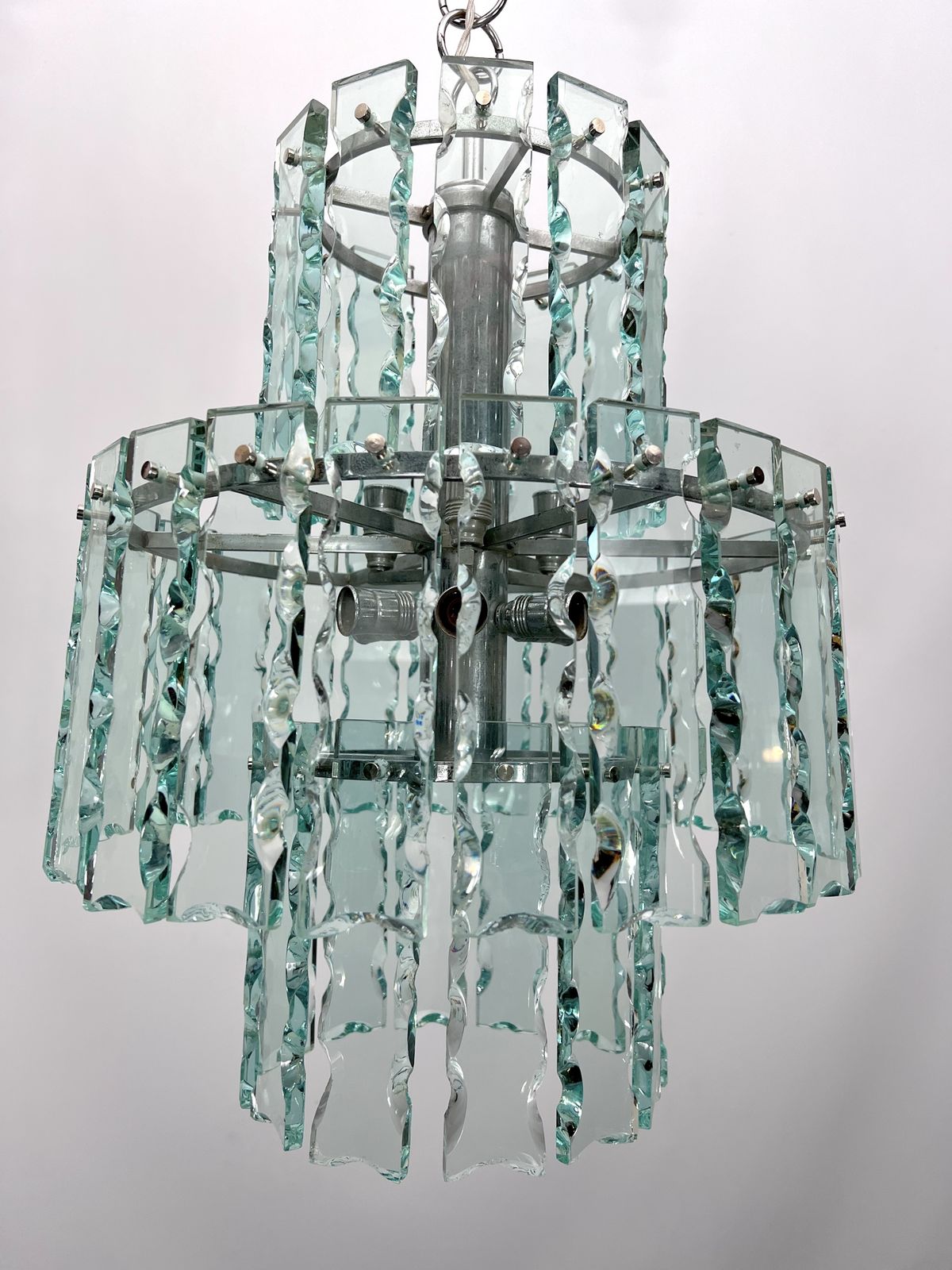 photo buy Fontana Arte Style, Italian Cut Glass Chandelier By Zero Quattro. 1970s