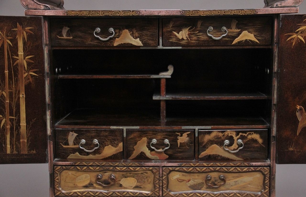 Furniture 19th Century Japanese Gilt Lacquered Cabinet photo