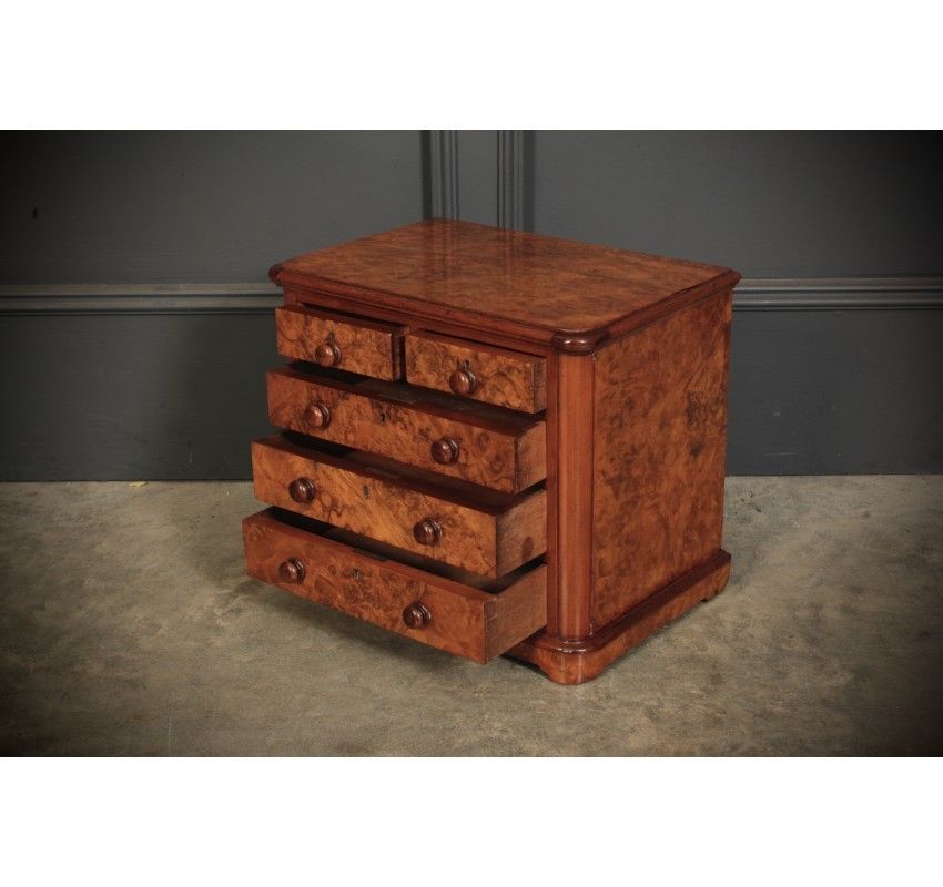 Miniature Burr Walnut Apprentice Chest Of Drawers photo vinterior