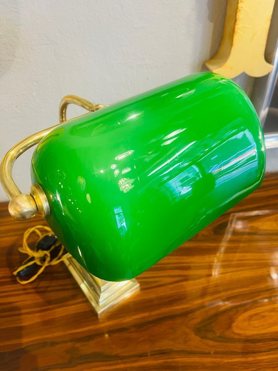 Ministerial Churchill Lamp In Bronze And Opaline Glass photo vinterior