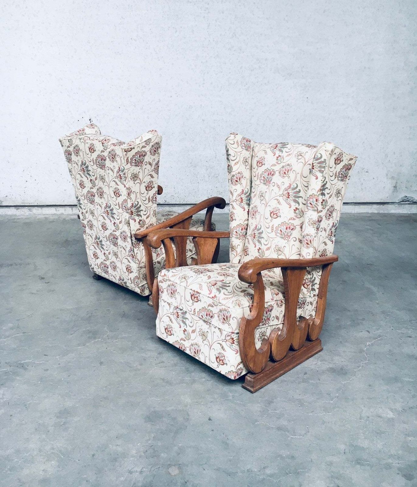 photo for sale Fauteuil Met Hoge Vleugelleuning, Begin 20e Eeuws Ontwerp – Set Van 2