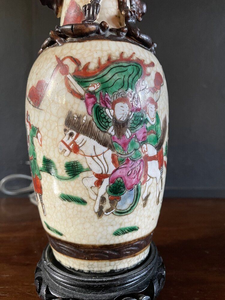 Chinese Crackle Glaze Lamp, Early 20th Century photo for sale