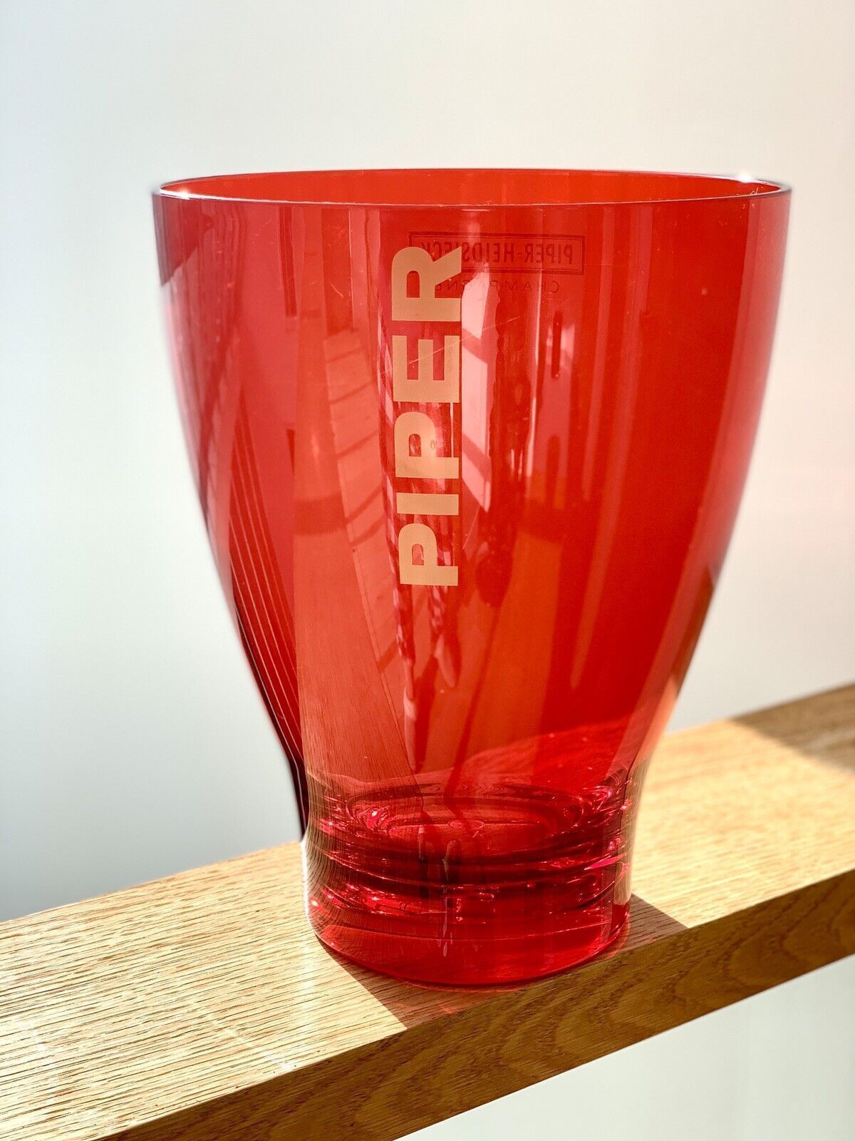 Red Acrylic French Piper Heidsieck Champagne Ice Bucket & Giant Glass photo vinterior