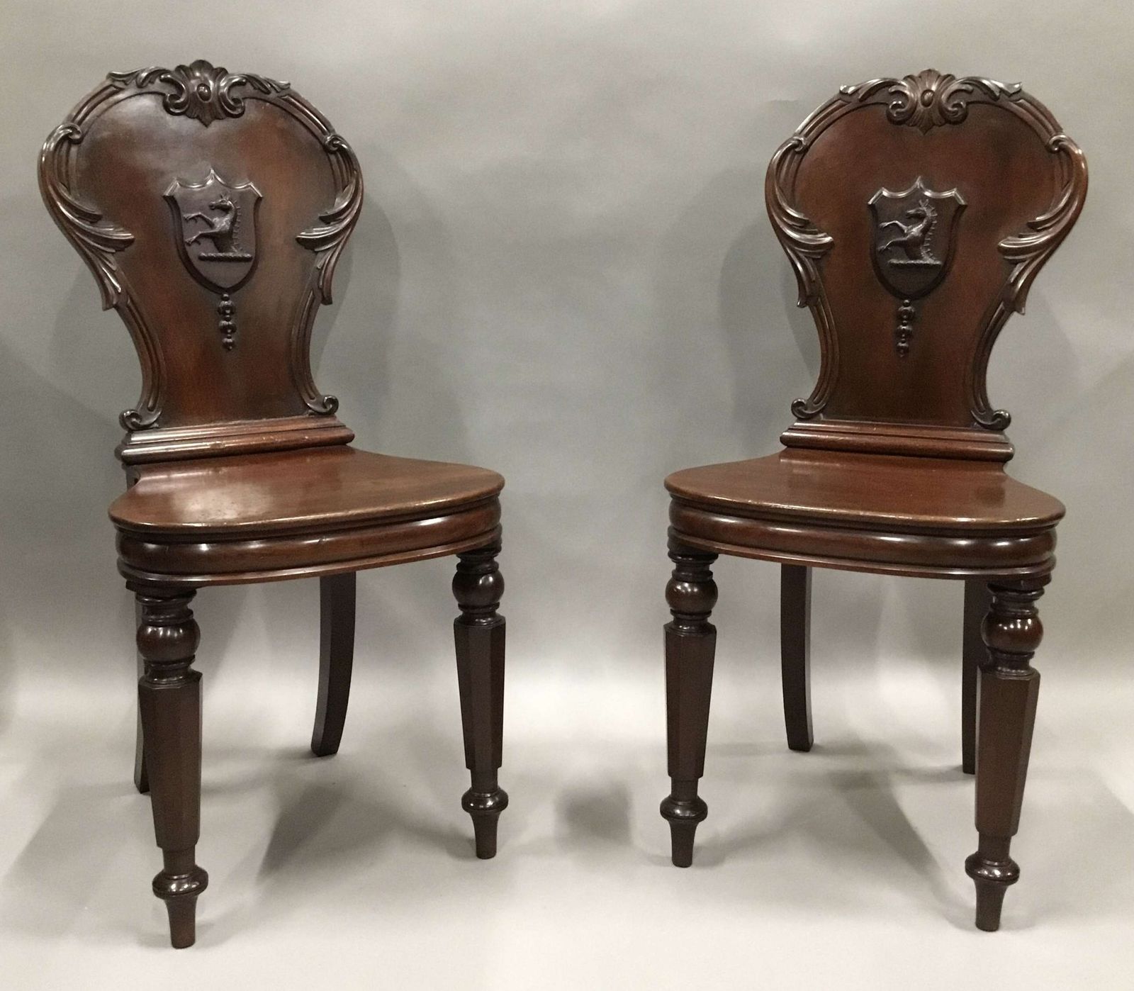 Good Quality George IV Substantial Pair Of Mahogany Hall Chairs photo furniture