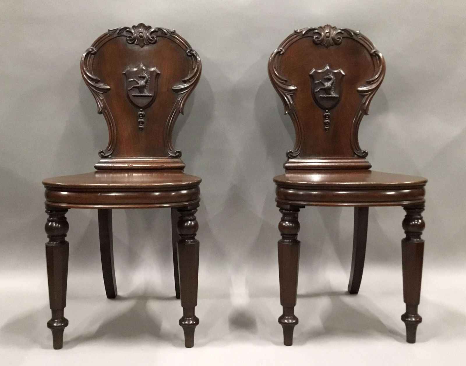 Good Quality George IV Substantial Pair Of Mahogany Hall Chairs photo for sale