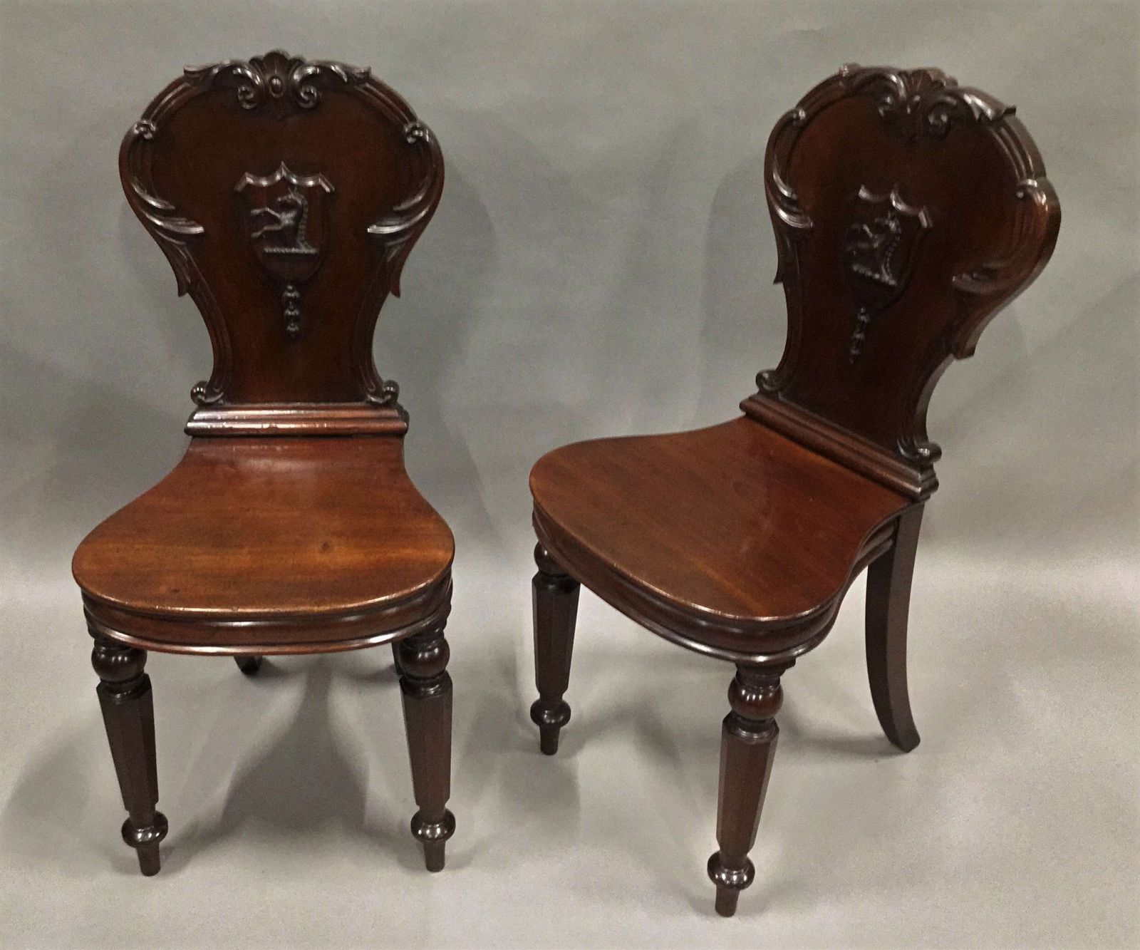 Good Quality George IV Substantial Pair Of Mahogany Hall Chairs photo vintage