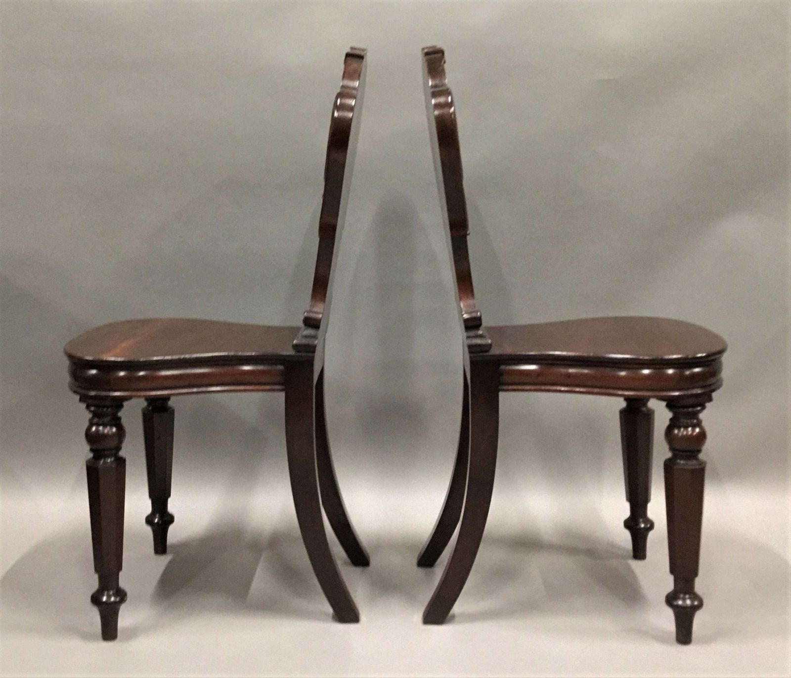 Furniture Good Quality George IV Substantial Pair Of Mahogany Hall Chairs photo
