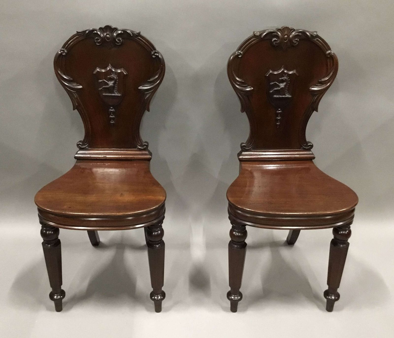 2035.0 Good Quality George IV Substantial Pair Of Mahogany Hall Chairs photo