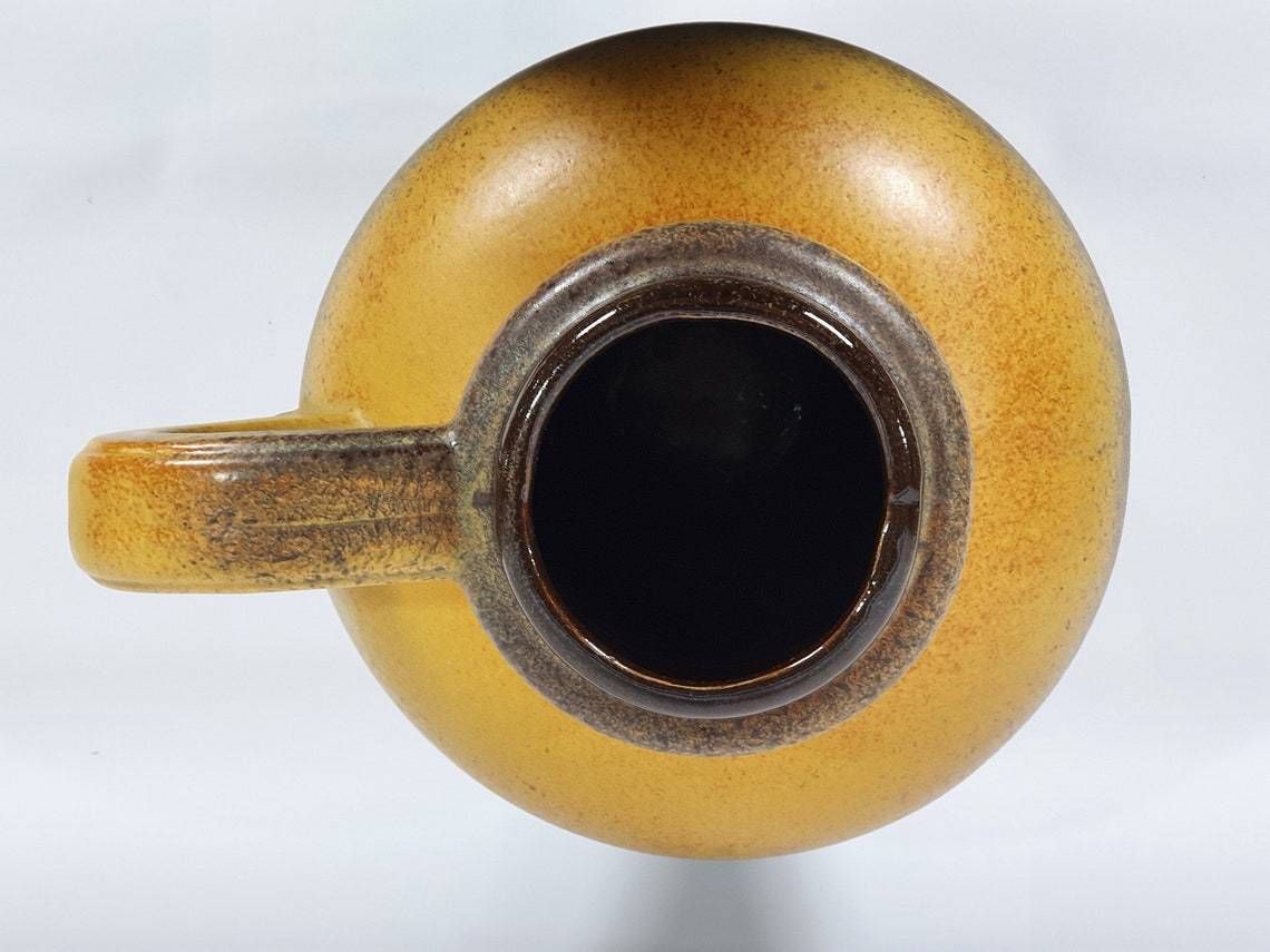 Very Large West German Pottery Fat Lava Handled Floor Vase In A Striking Mustard And Brown Glaze: Scheurich 486 48 photo buy