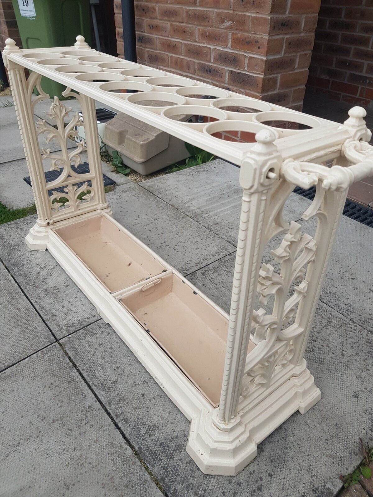 A Stunning Victorian 19th Century 16 Hole Cast Iron Umbrella Cane Stick Stand photo furniture