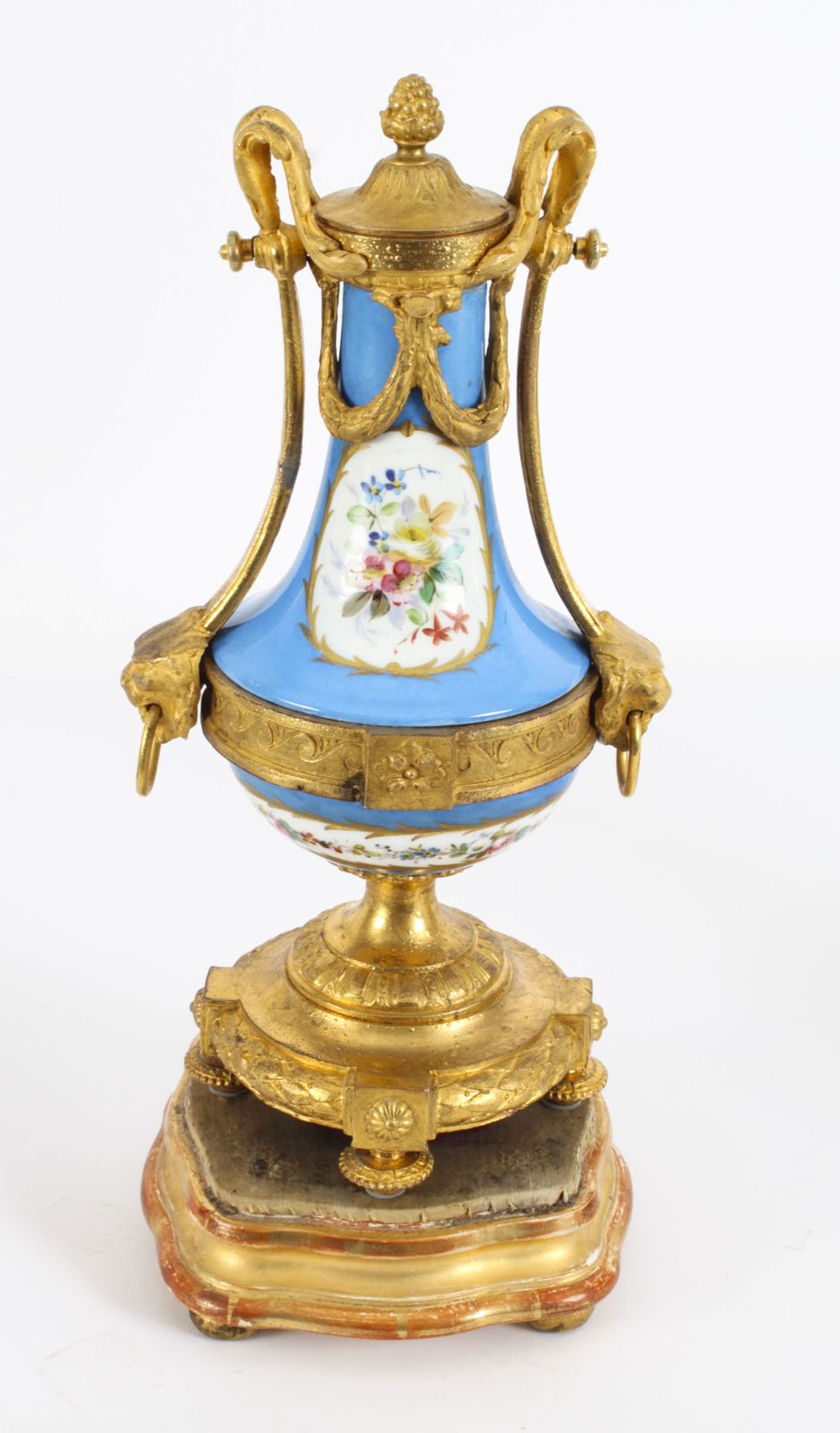photo for sale Antique Pair French Bleu Celeste  Sevres Urns 19th C
