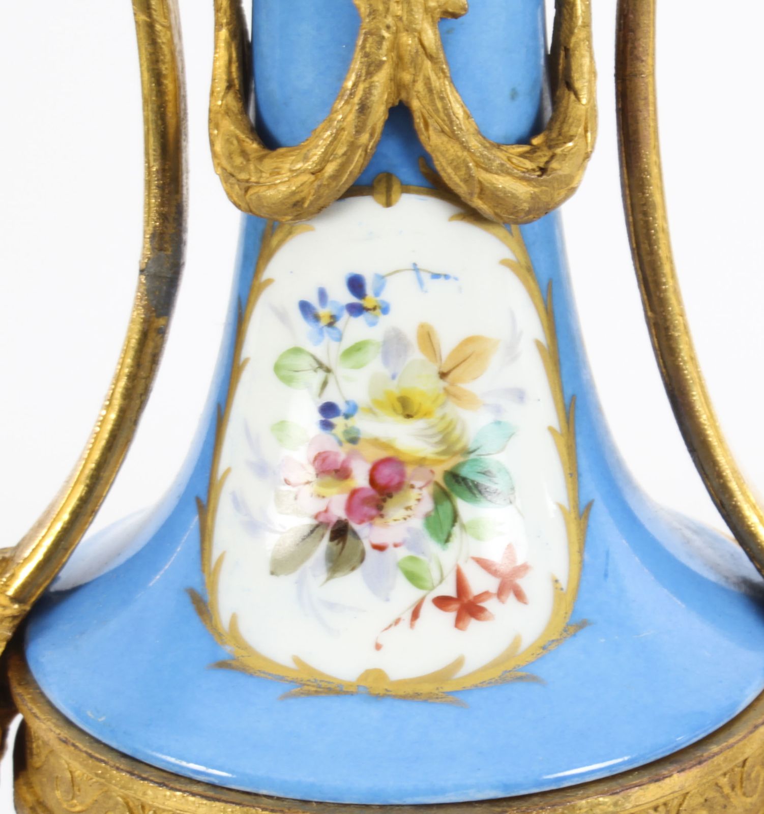 Home Decor Antique Pair French Bleu Celeste  Sevres Urns 19th C photo