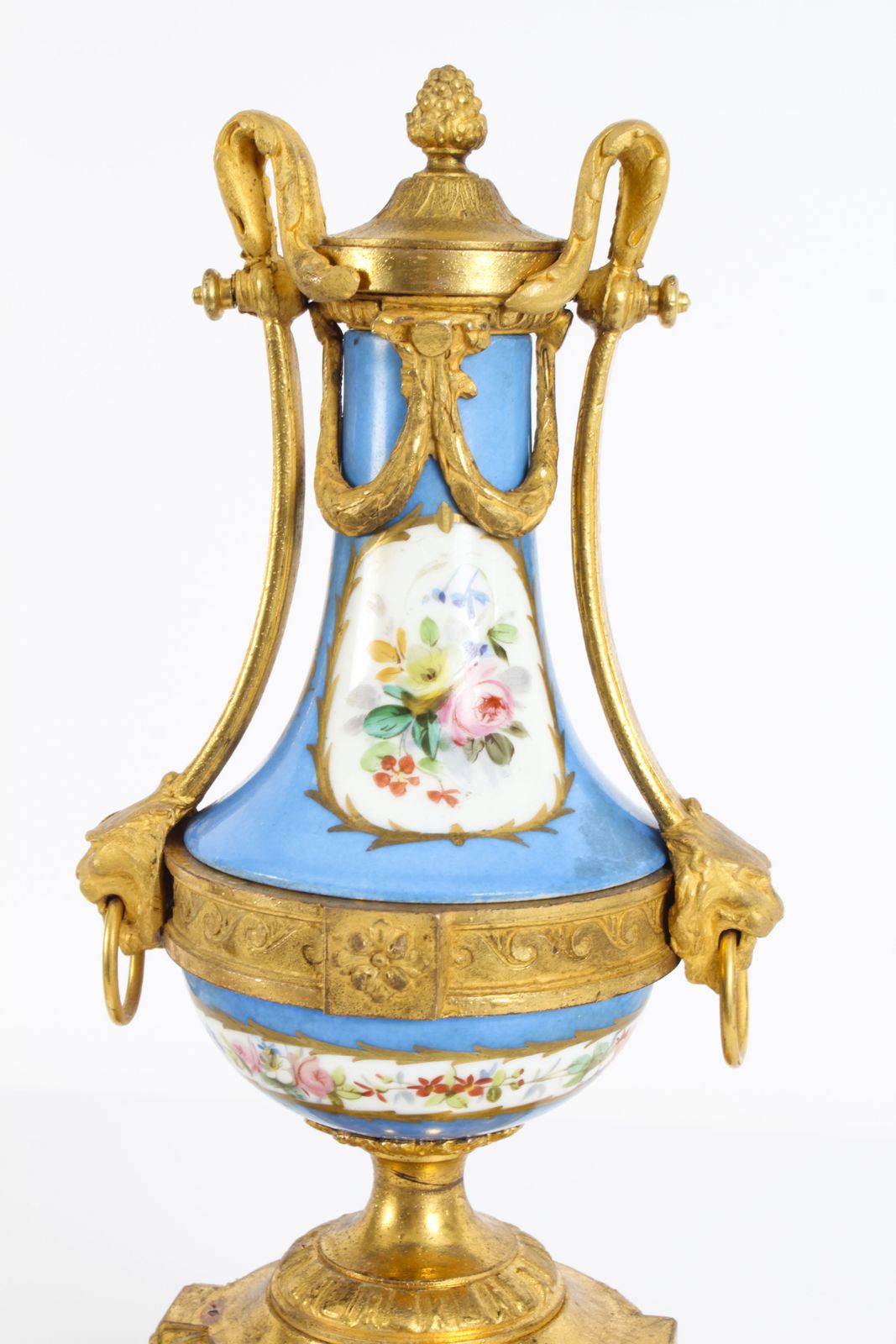 photo vinterior Antique Pair French Bleu Celeste  Sevres Urns 19th C