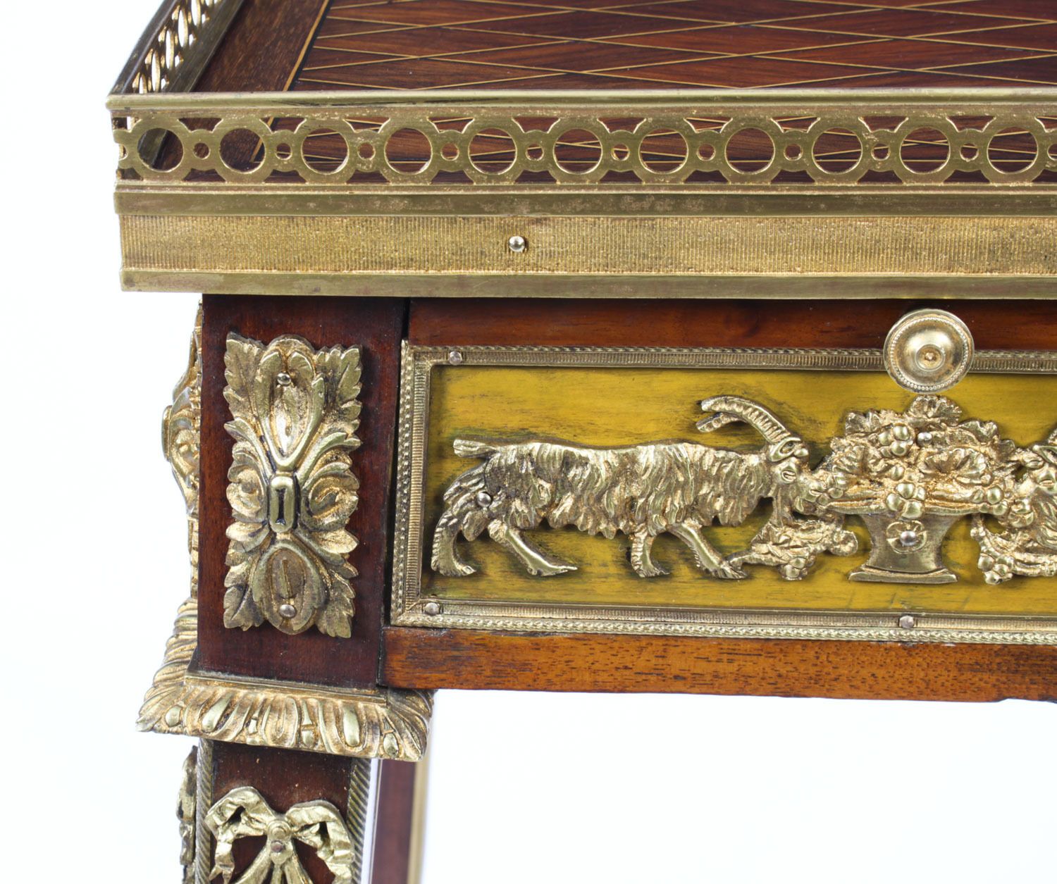 8750.0 Antique French Parquetry Ormolu Mounted Stand Att François Linke 19th Century photo
