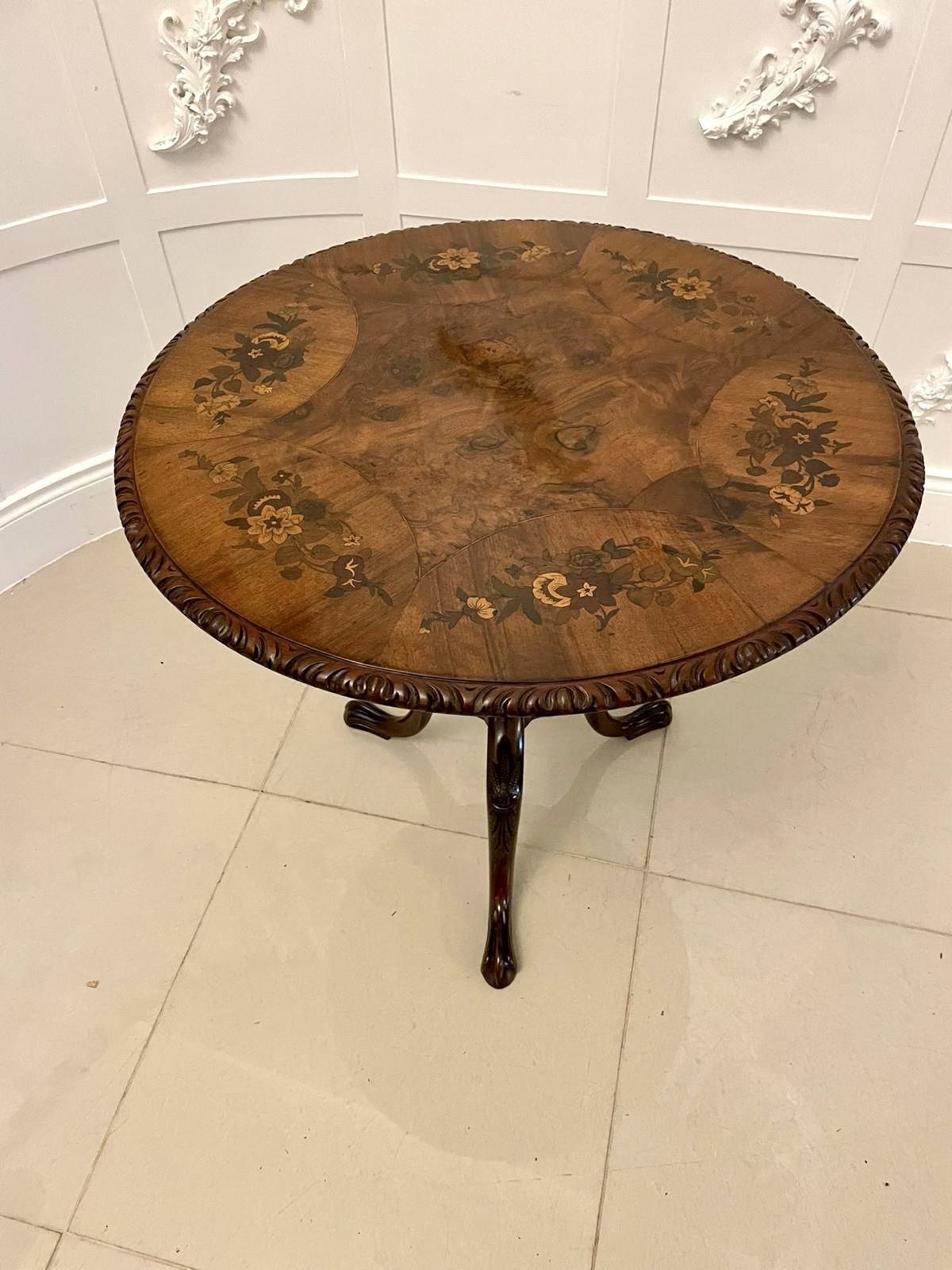 Antique 19th Century  Quality Burr Walnut Marquetry Inlaid Centre Table photo buy
