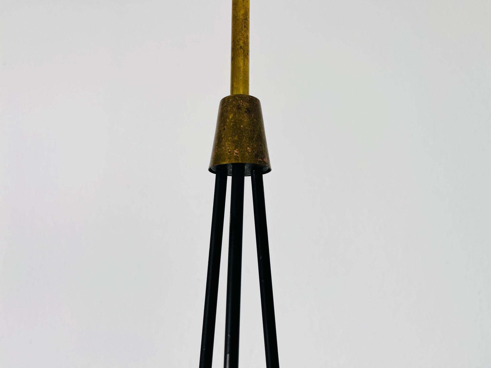 photo vintage Italian Midcentury Brass And Glass Chandelier, 1950s