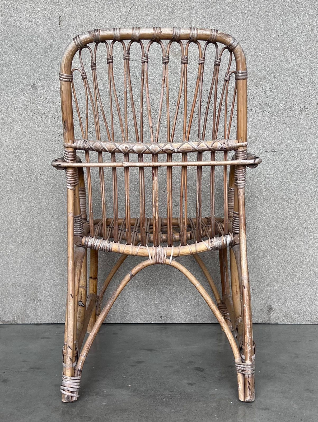 1960s Pair Of Spanish Bamboo Armchairs With Rectangular Back Rest photo vinterior