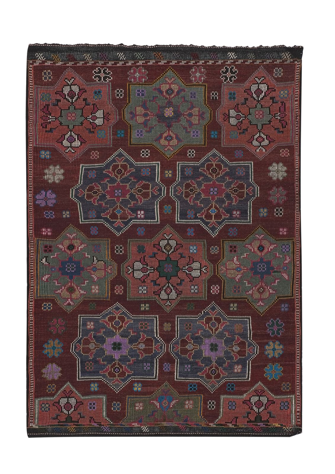 Vintage Turkish Jajim Kilim Rug 6'9'' X 9'6''
