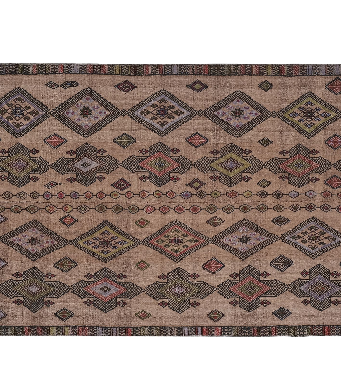 Textiles Vintage Embroidery Geometric Turkish Kilim Rug 4'10'' X 9'9'' photo