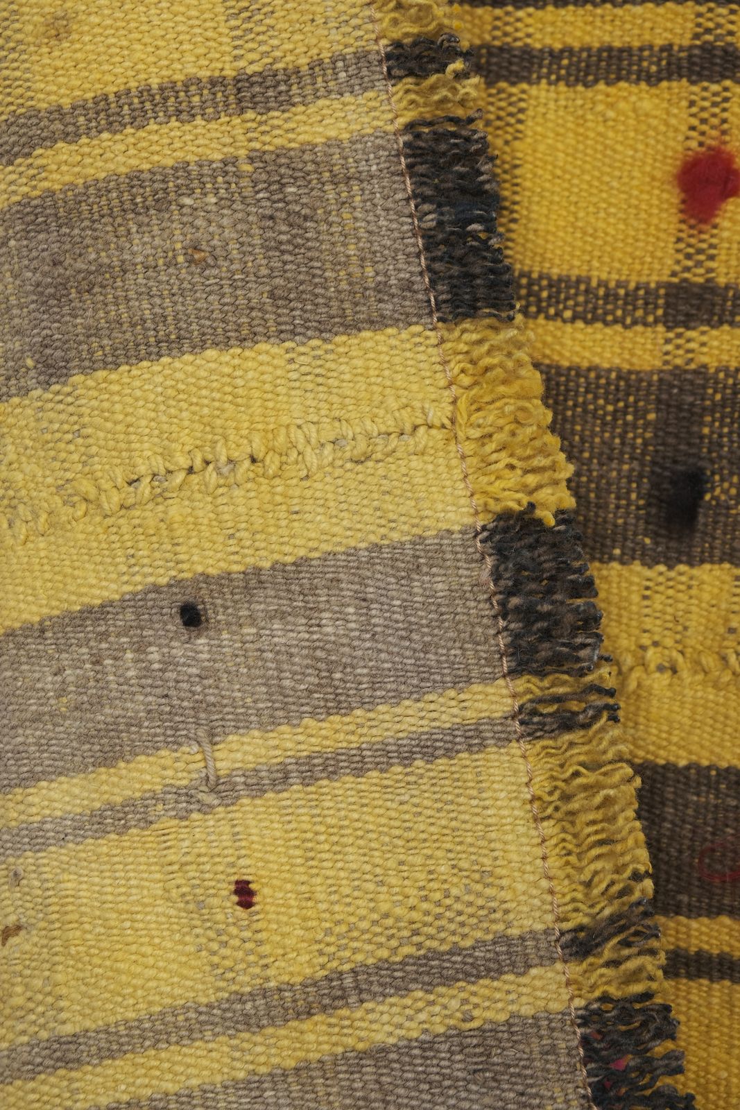 Striped Yellow Turkish Kilim With Tulu Details 6'8'' X 7'5'' photo buy