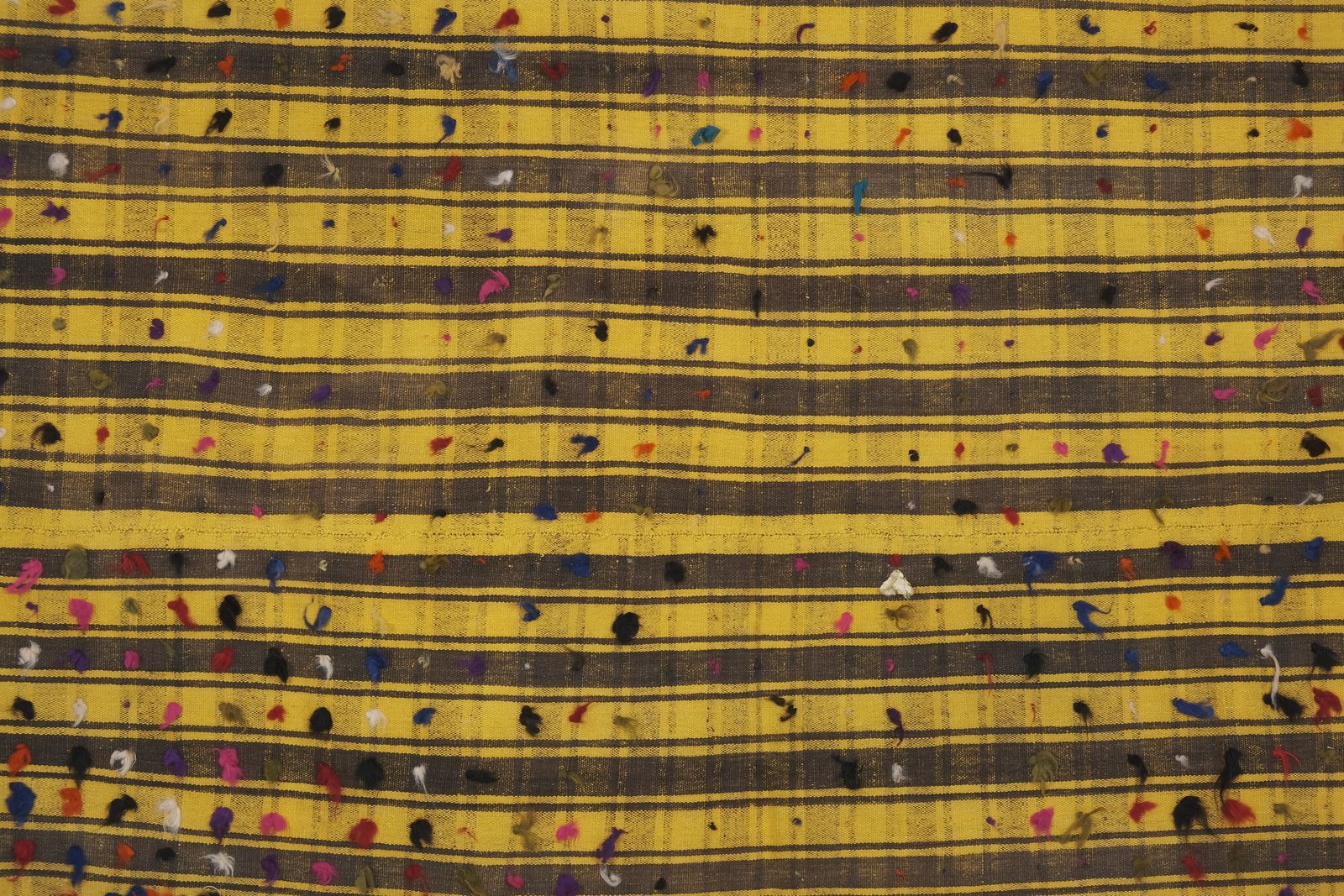 Striped Yellow Turkish Kilim With Tulu Details 6'8'' X 7'5'' photo furniture