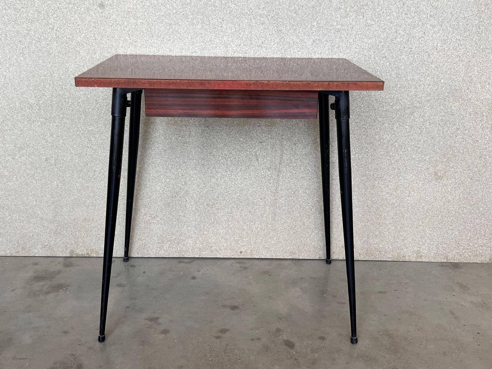 Mid Century Modern School Desk With Drawer And Iron Legs photo for sale